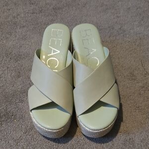 Beach Mint Green Crisscross Mules